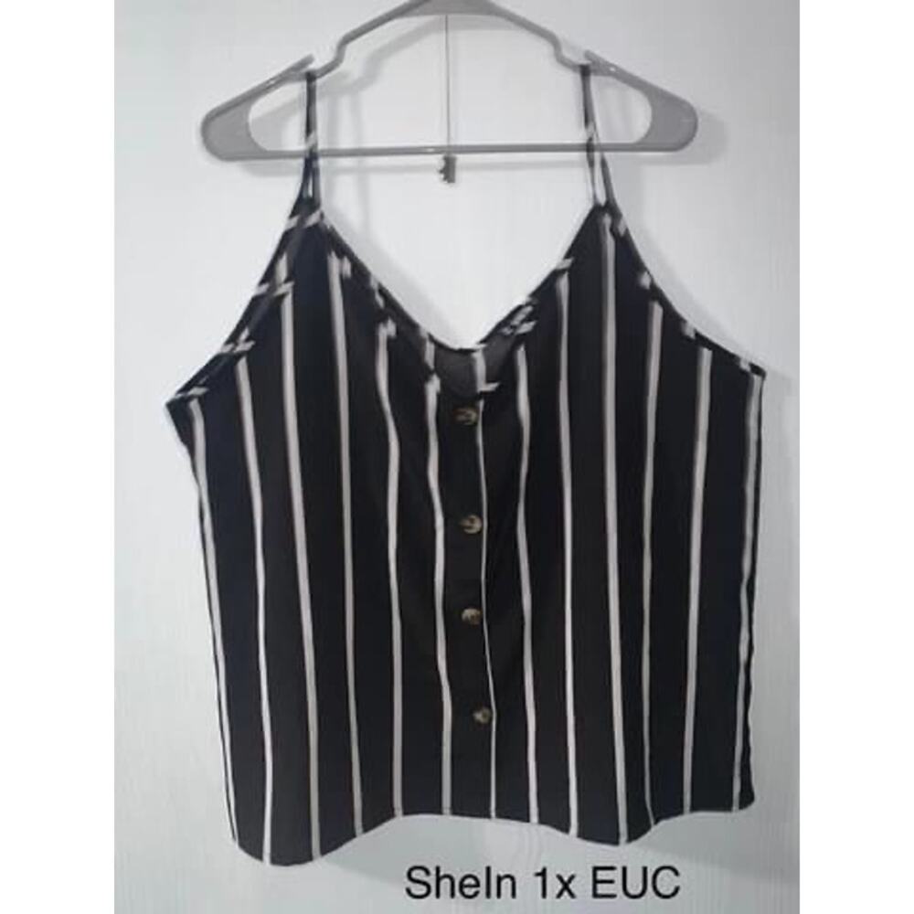 Shein size XL Sleeveless Spaghetti Strap cropped striped Tank Shirt